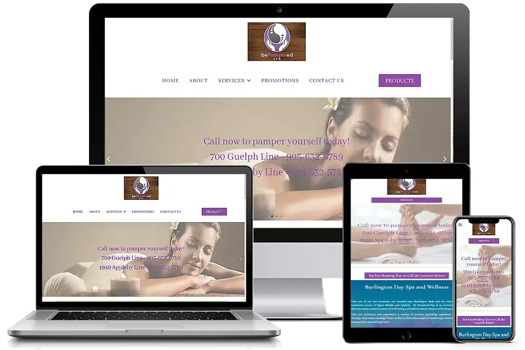Be Pampered Spa Website