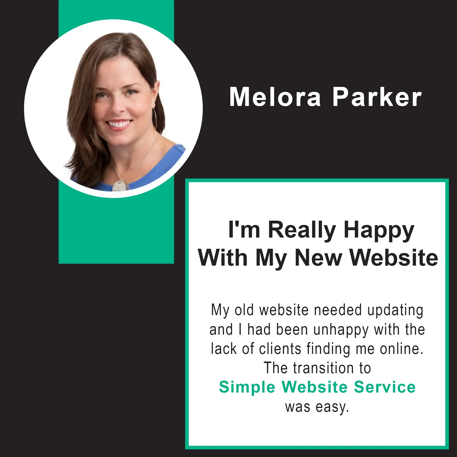 Melora Parker gives 5 Star Review to Simple Website Service