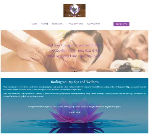 Websites to Inspire - BePamperedSpa.com