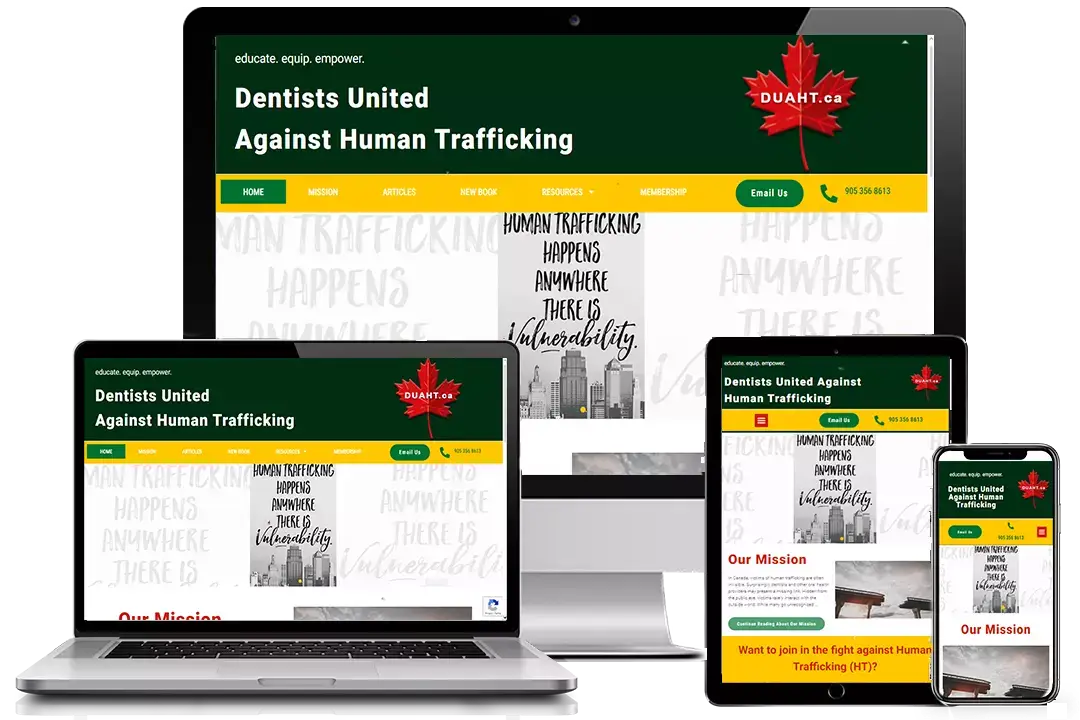 Dentists United Against Human Trafficking Website designed by SimpleWebsiteService.ca
