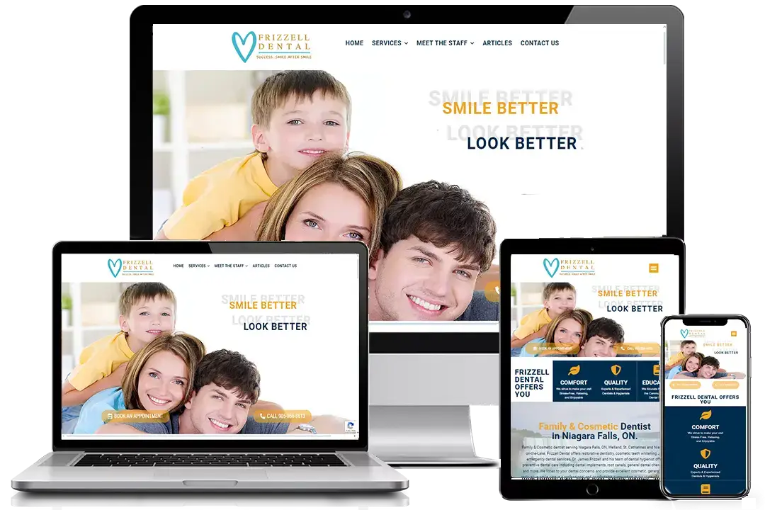 Frizzell Dental Website designed by SimpleWebsiteService.ca
